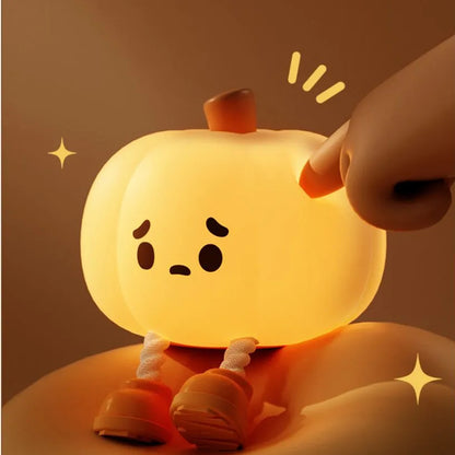 Home Decor Halloween Pumpkin Night Light Cute Soft Silicone Lamp Touch Dimmable Rechargeable Bedside Decor Light Kids Gifts Halloween Decorations