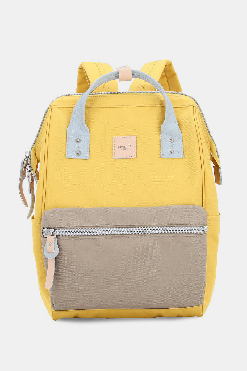 Himawari Water Resistant Canvas Backpack Bag with Side Pockets Lemon Khaki One Size