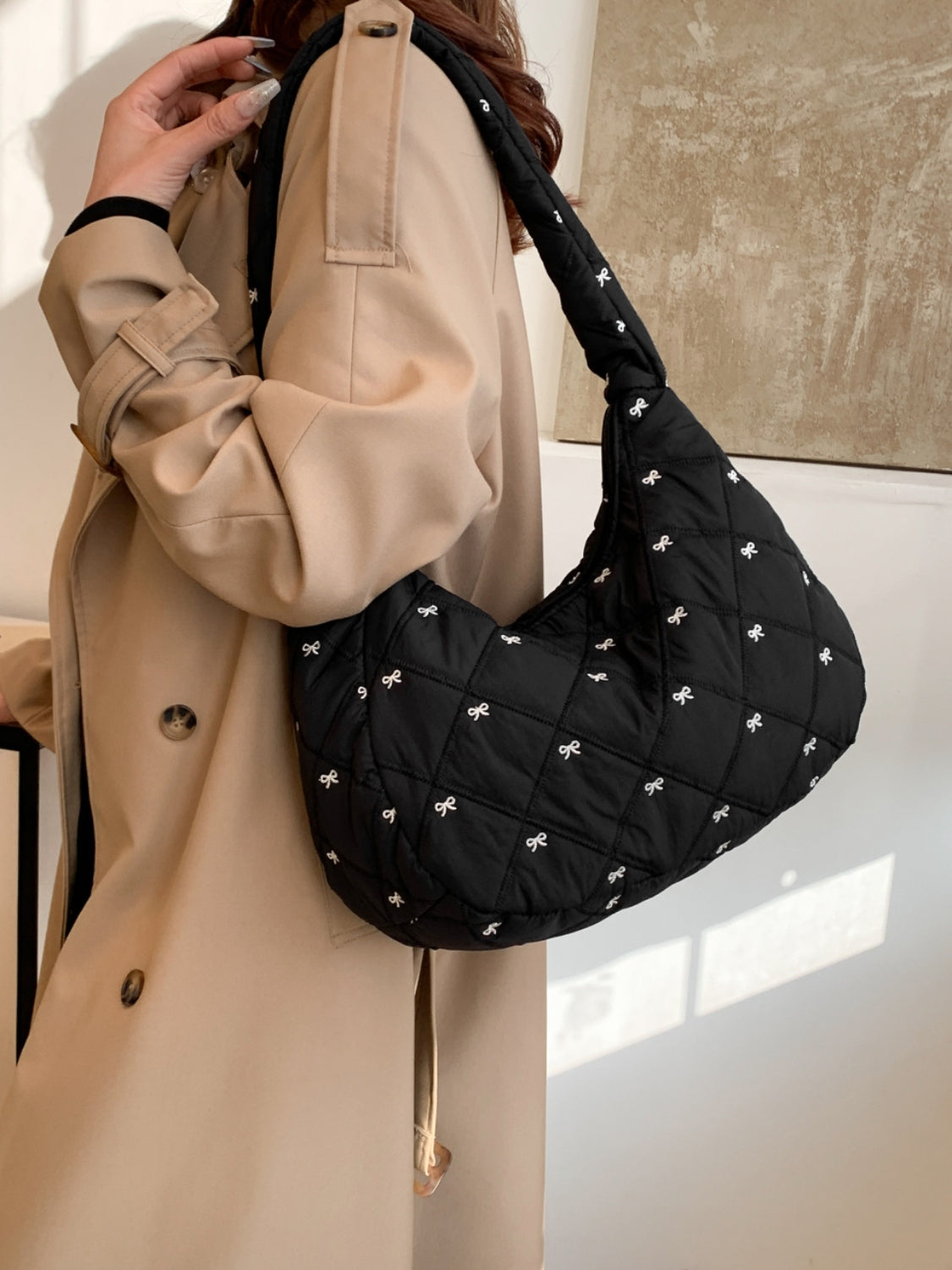 Bow Polyester Shoulder Bag