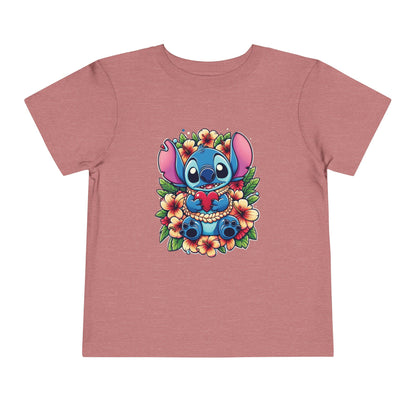 Toddler Tee, Lilo & Stitch Design, Stitch Lei Heart, Kids Shirt, Baby Tshirt, Children Clothing, Disney Gift, Ohana Love, Family Outfit Heather Mauve