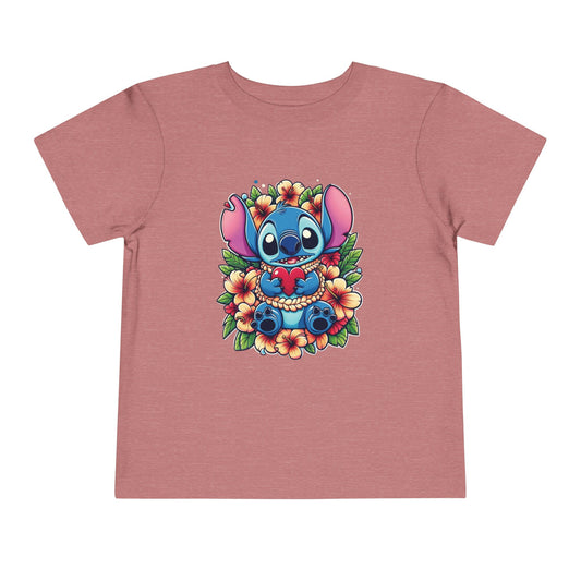 Toddler Tee, Lilo & Stitch Design, Stitch Lei Heart, Kids Shirt, Baby Tshirt, Children Clothing, Disney Gift, Ohana Love, Family Outfit Heather Mauve