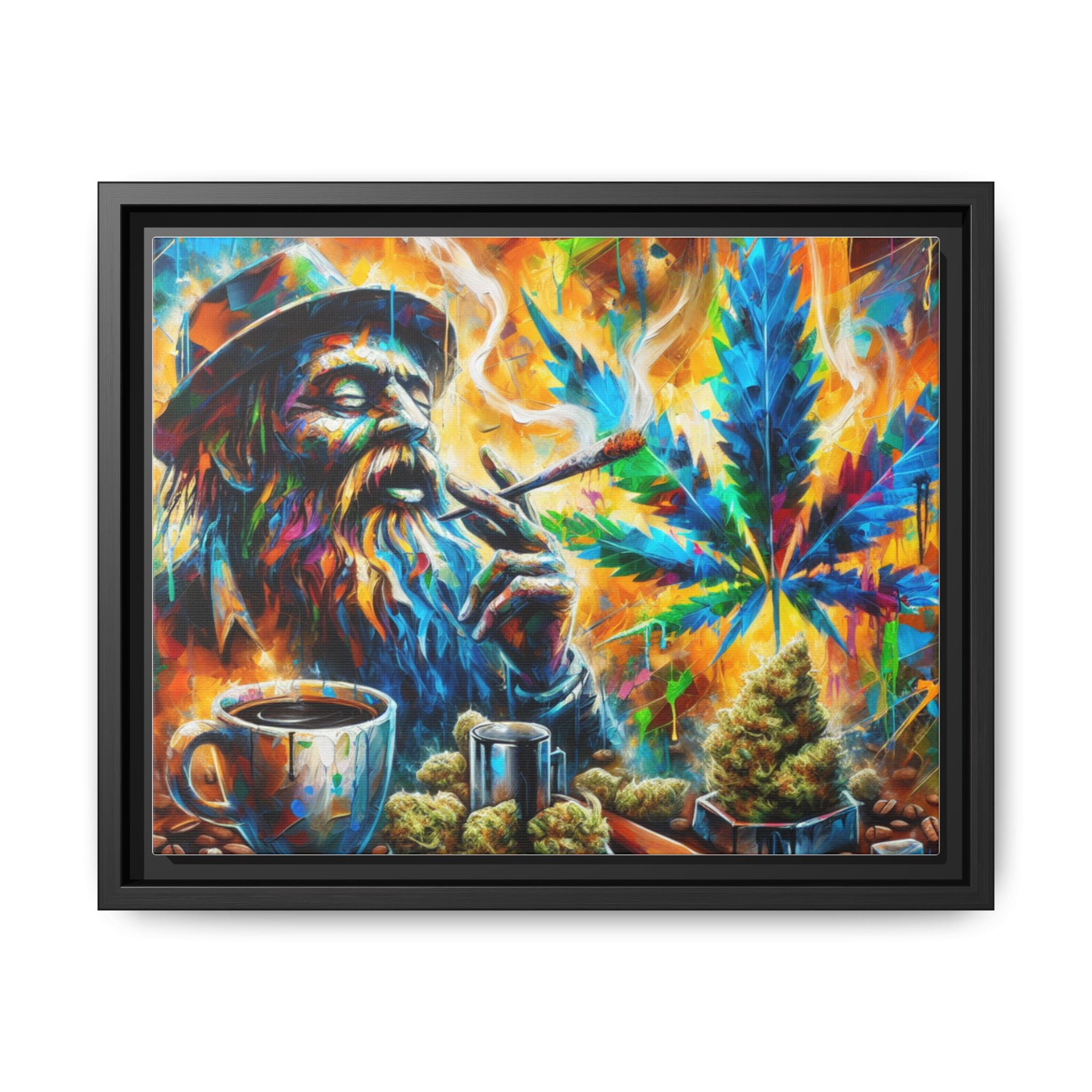 Weed Art - Matte Canvas, Black Frame 14″ x 11″ (Horizontal) Black 1.25