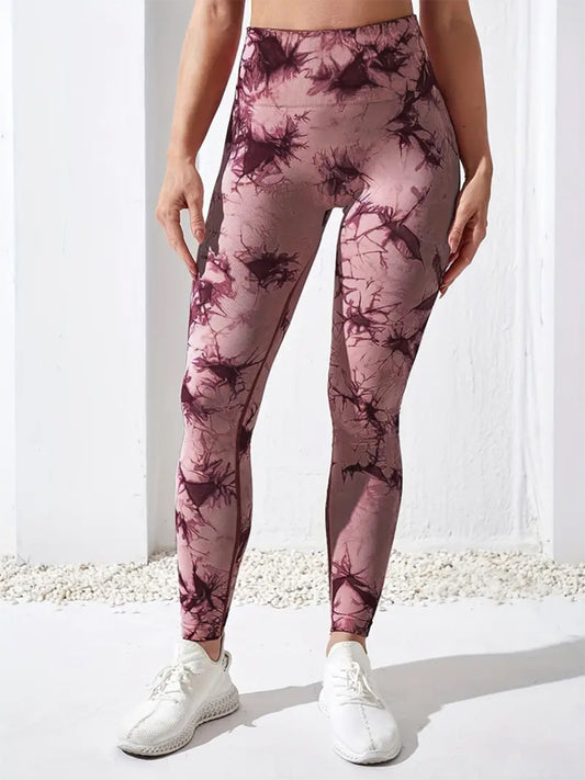 Printed High Waist Active Pants Dusty Pink