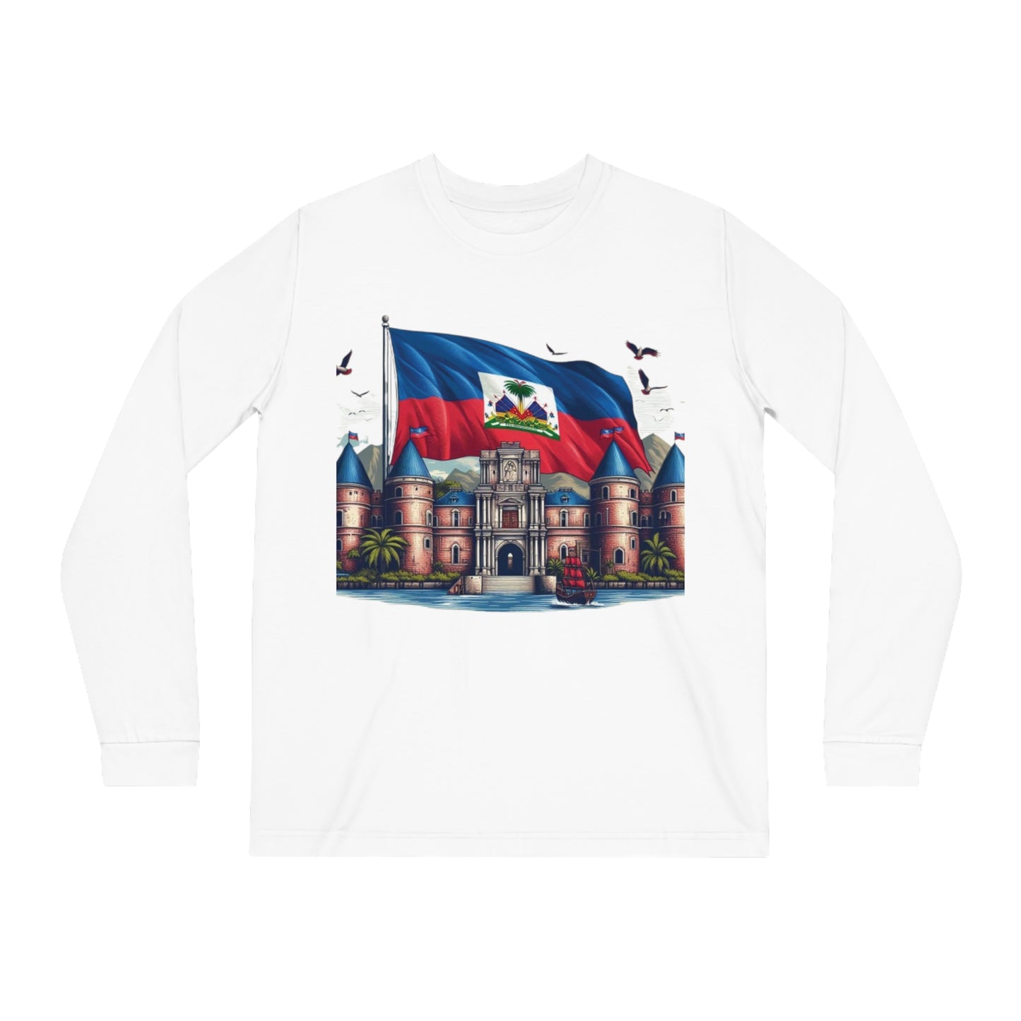 Citadelle Laferrière Haitian Flag Long Sleeve Tee - 100% Organic Cotton