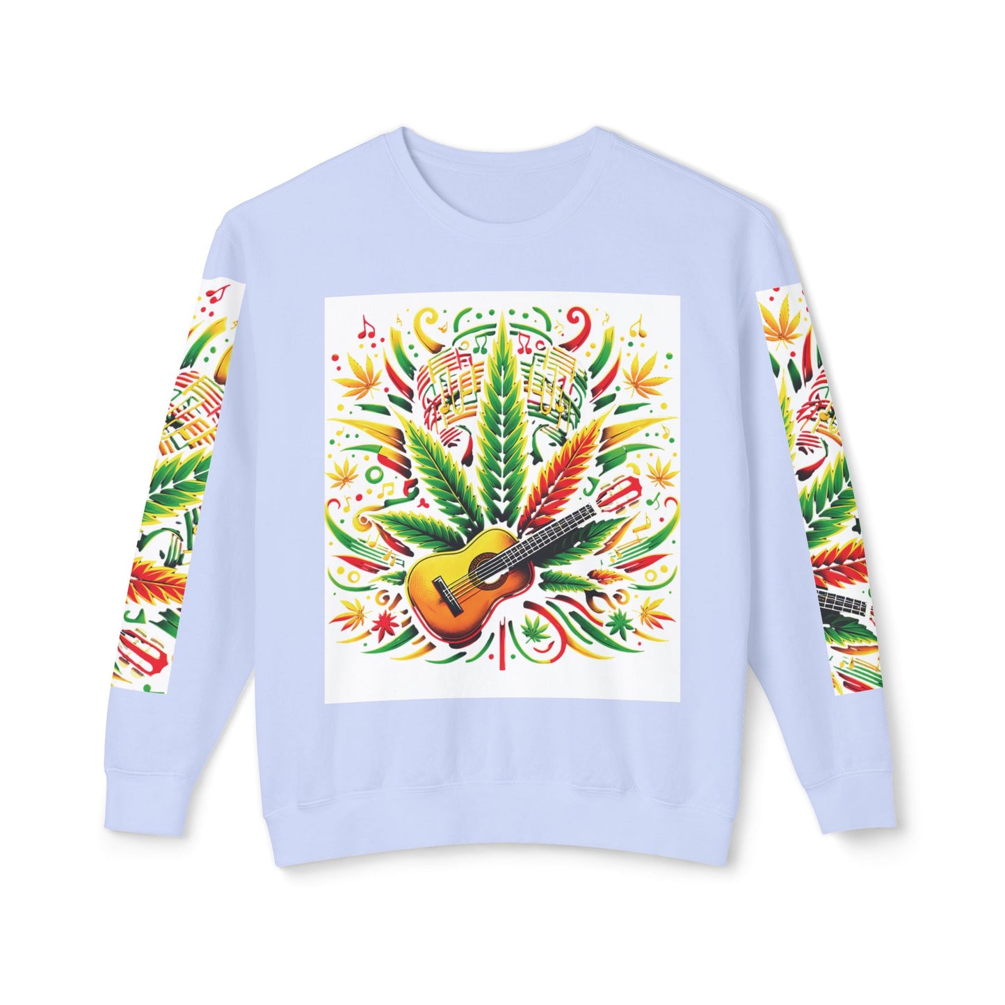 Music and Weed Vibes - Unisex Lightweight Crewneck Sweatshirt Hydrangea