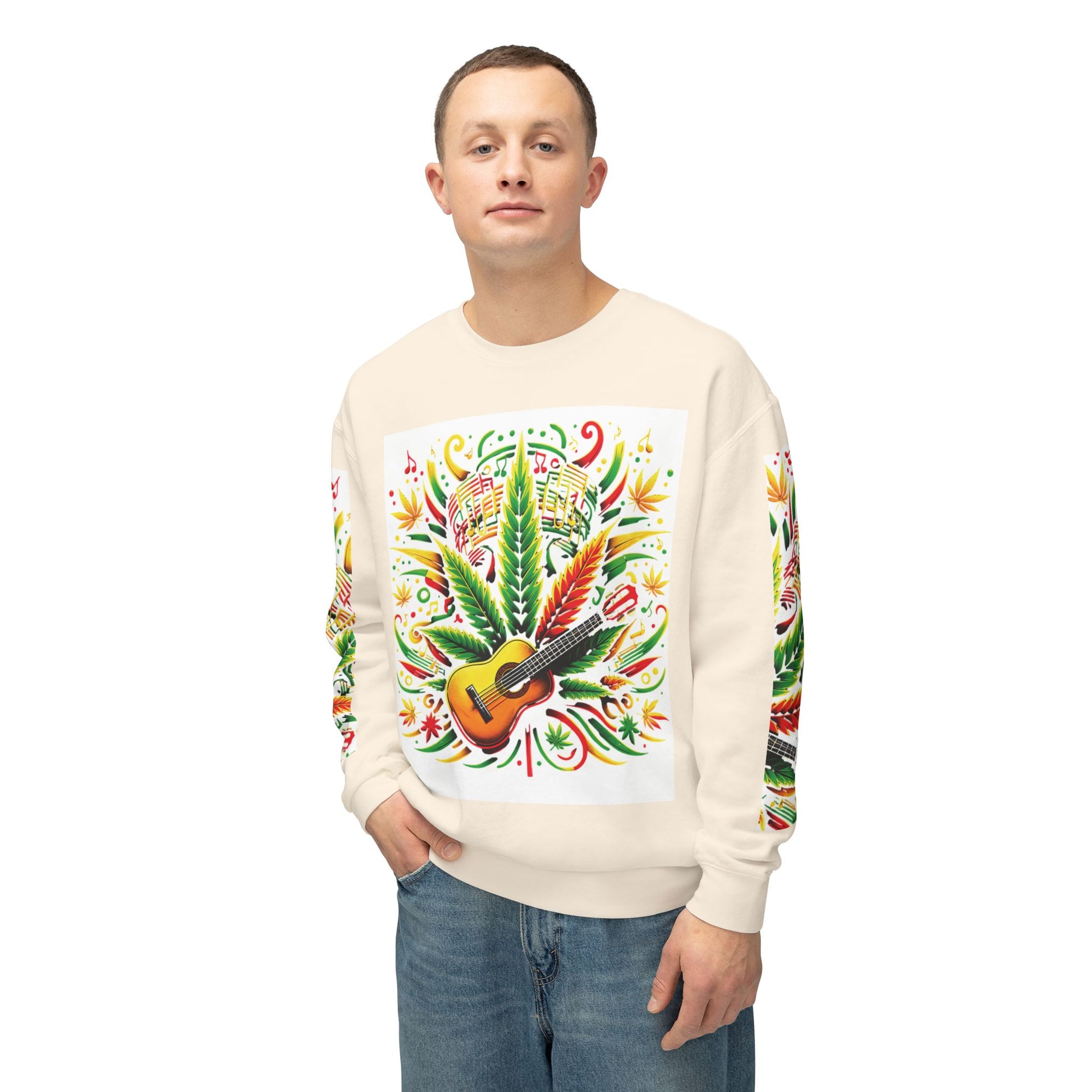 Music and Weed Vibes - Unisex Lightweight Crewneck Sweatshirt