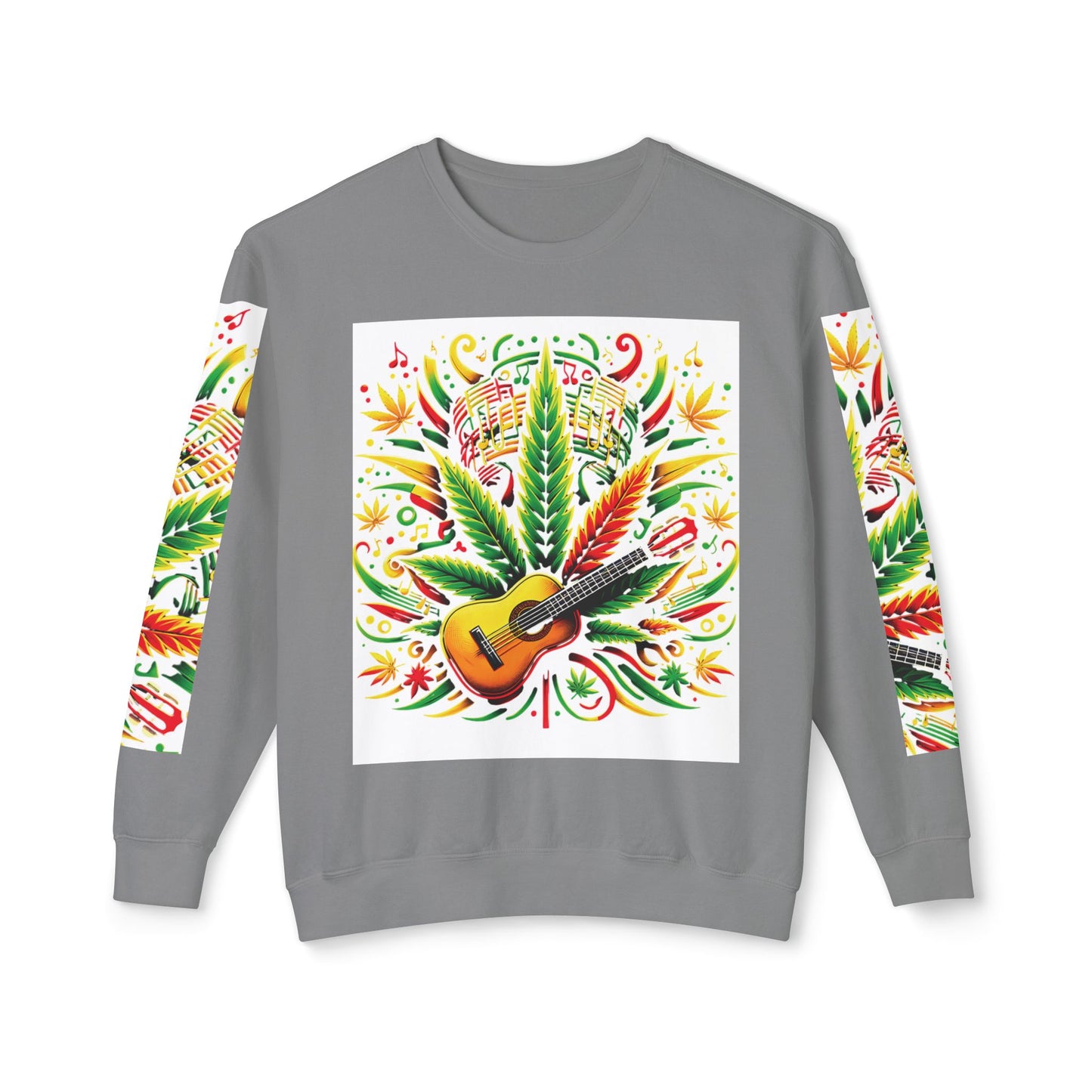 Music and Weed Vibes - Unisex Lightweight Crewneck Sweatshirt Grey