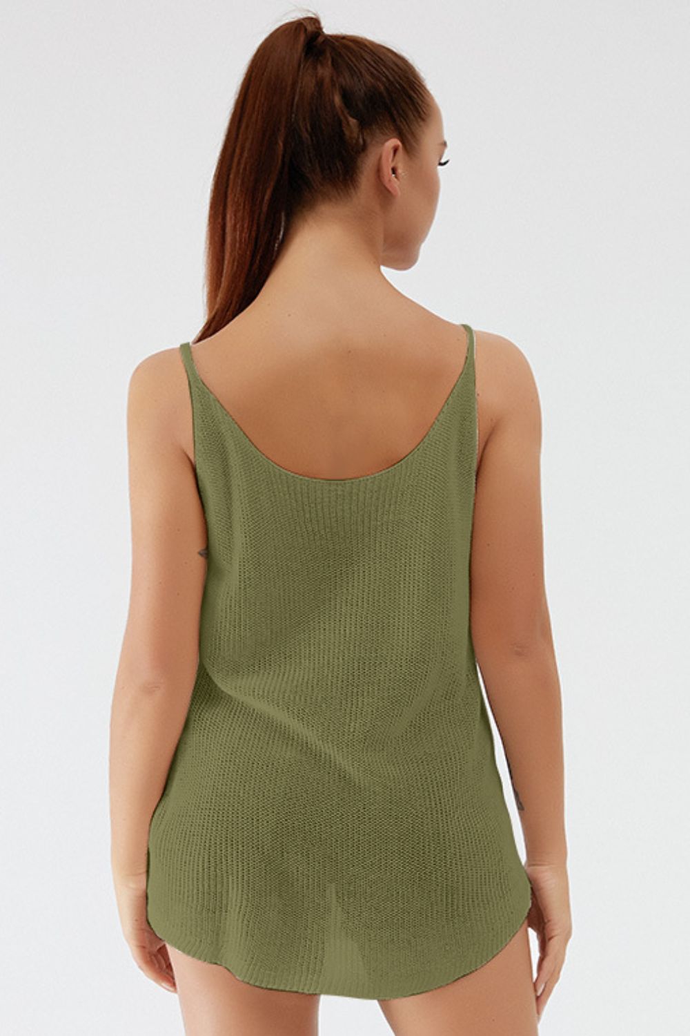 Scoop Neck Spaghetti Strap Knit Cami