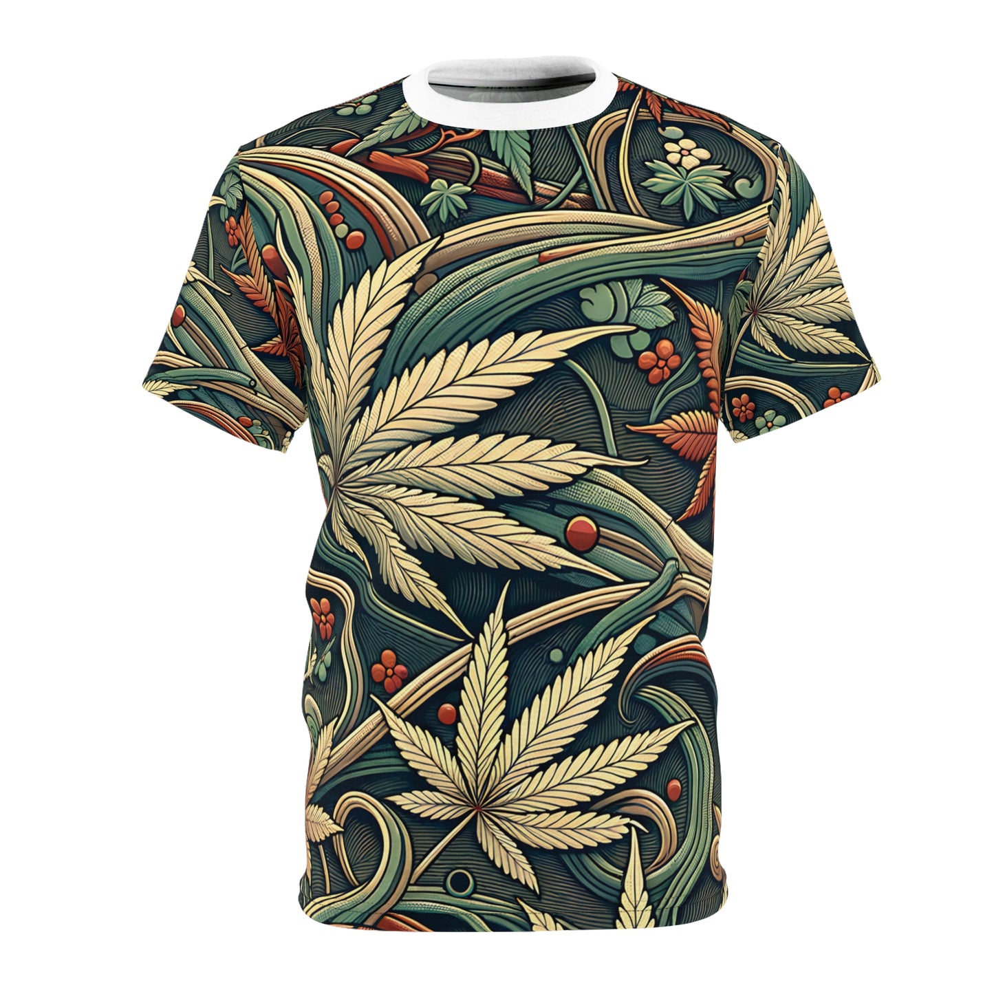 Weed Wallpaper - Unisex Cut & Sew Tee (AOP) Black stitching