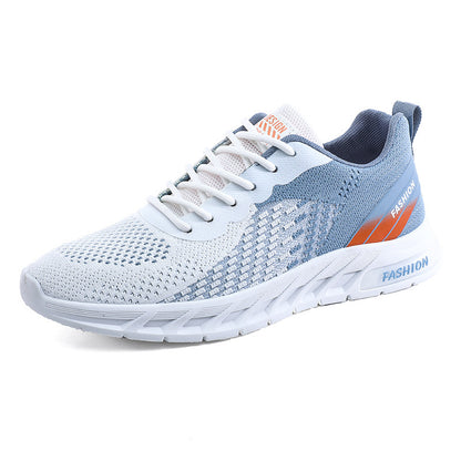 Breathable Mesh Shoes Fly Woven Mesh Casual Running Sneaker White Blue