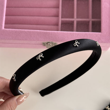 Alloy Bow Trim Headband Silver Black One Size