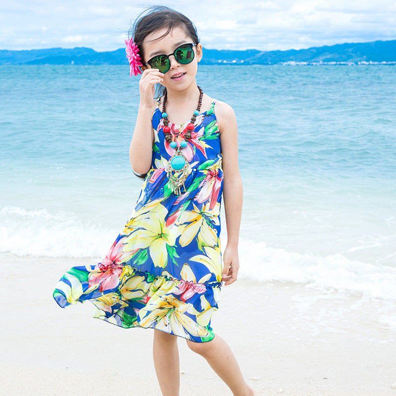 Sweet sling chiffon girls beach dress Baby