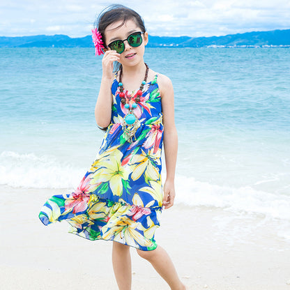 Sweet sling chiffon girls beach dress Baby