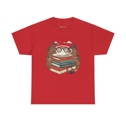 Bibliophile's Bliss Unisex Cotton Tee – Perfect for Book Lovers, Soft and Durable Red