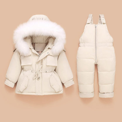 New children's down jacket suit Beige