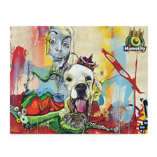 Puzzle - Street Art Dog and Funny Face, Multicolor - 252-Pieces 14" × 11" (252 pcs)