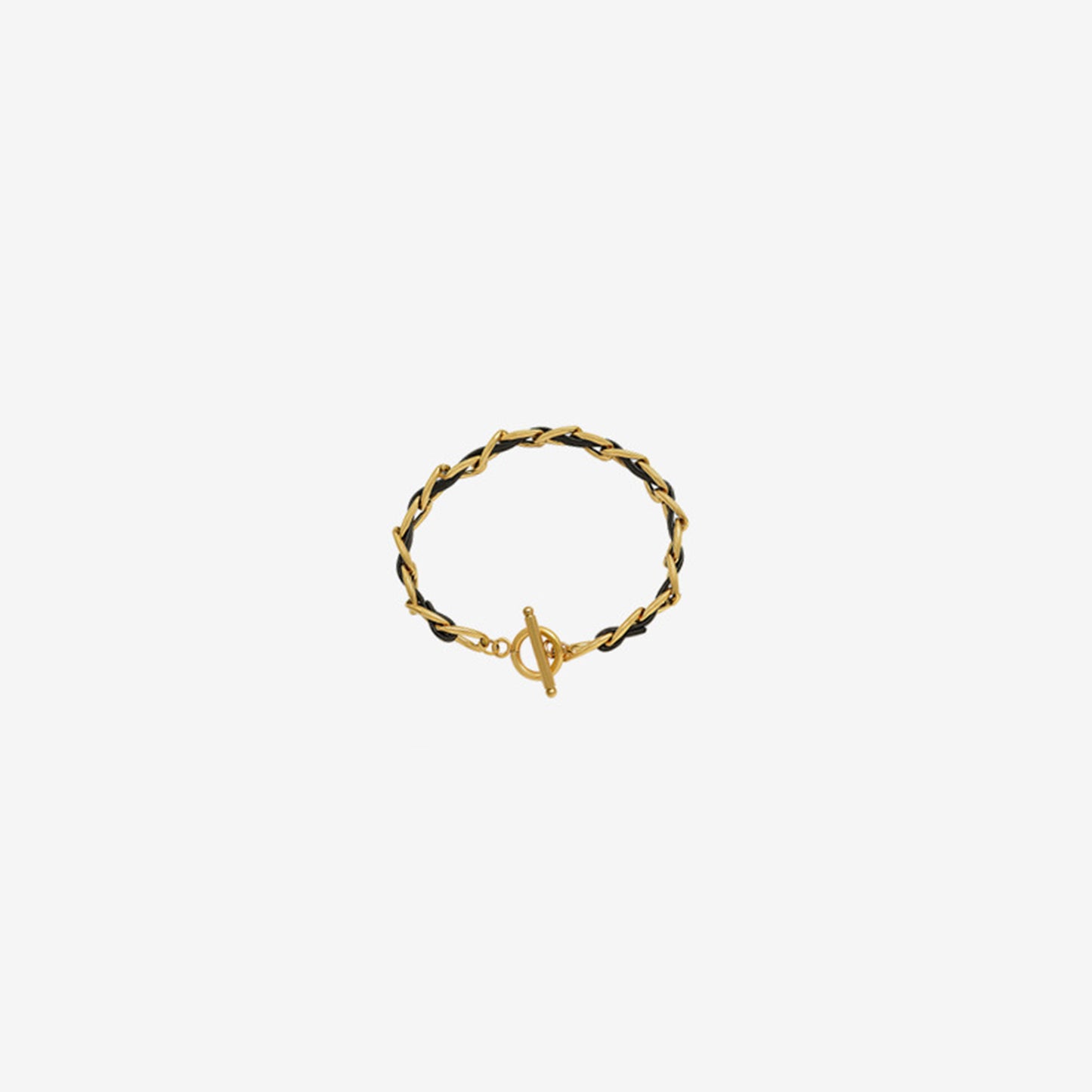 18K Gold-Plated Leather Chain Bracelet Gold One Size