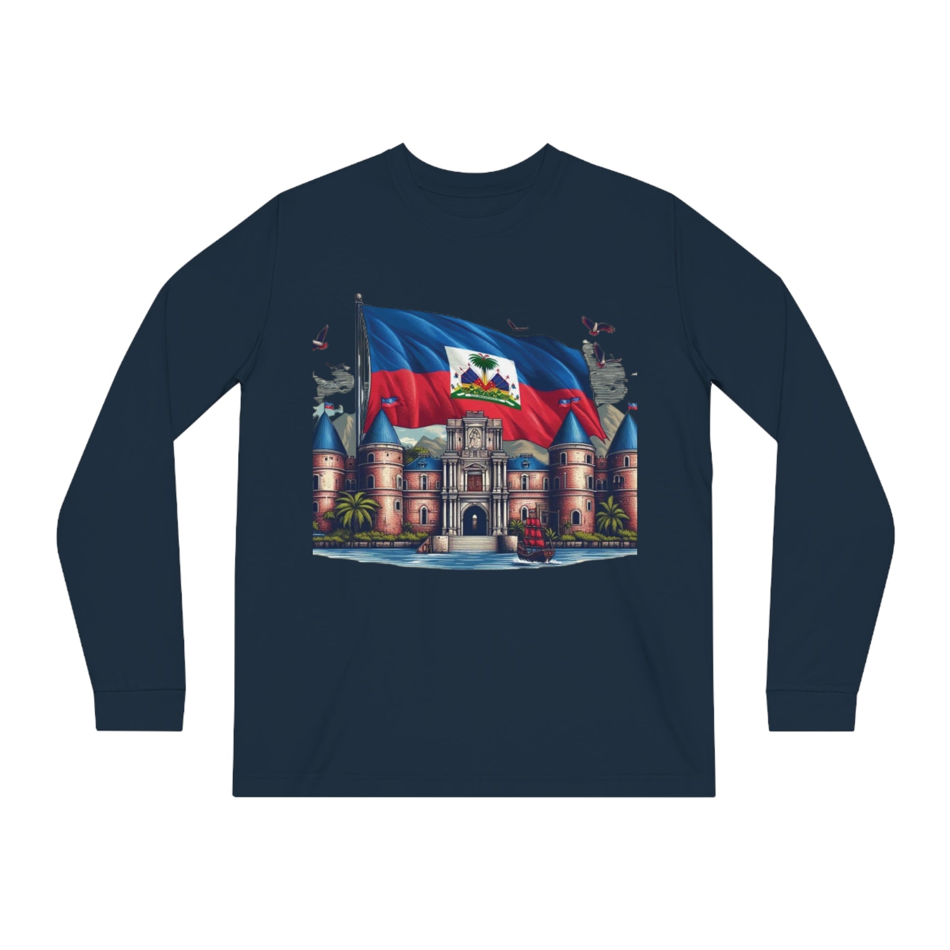 Citadelle Laferrière Haitian Flag Long Sleeve Tee - 100% Organic Cotton