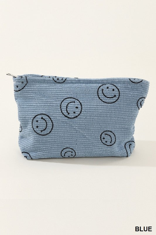 Zenana Corduroy Smile Clutch Bag Dusty Blue One Size