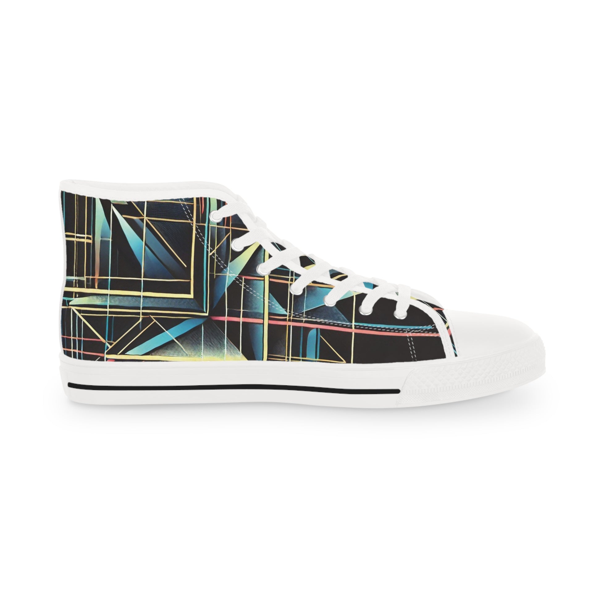 Sneakers, Geometric Neon High Tops, Bold Lines, Men's Shoes, Fashion Footwear, Athletic Sneaker, Sporty Tennis Shoes