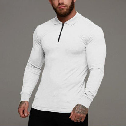 Men's Long Sleeve Slim Fit Polo Shirt White