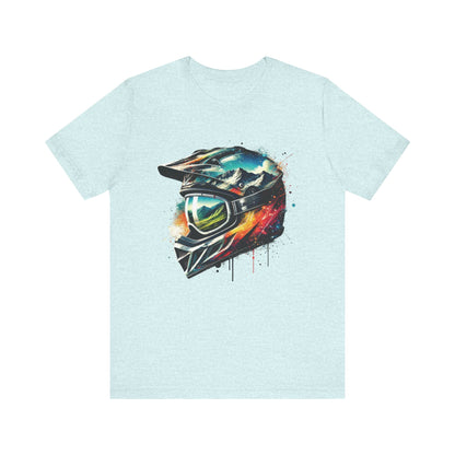 Biker Tee, Motorcycle Shirt, Rider Top, Adventure T-Shirt, Urban Style, Streetwear, Graphic Tee, Motocross Apparel, Off-Road Clothing Heather Prism Ice Blue