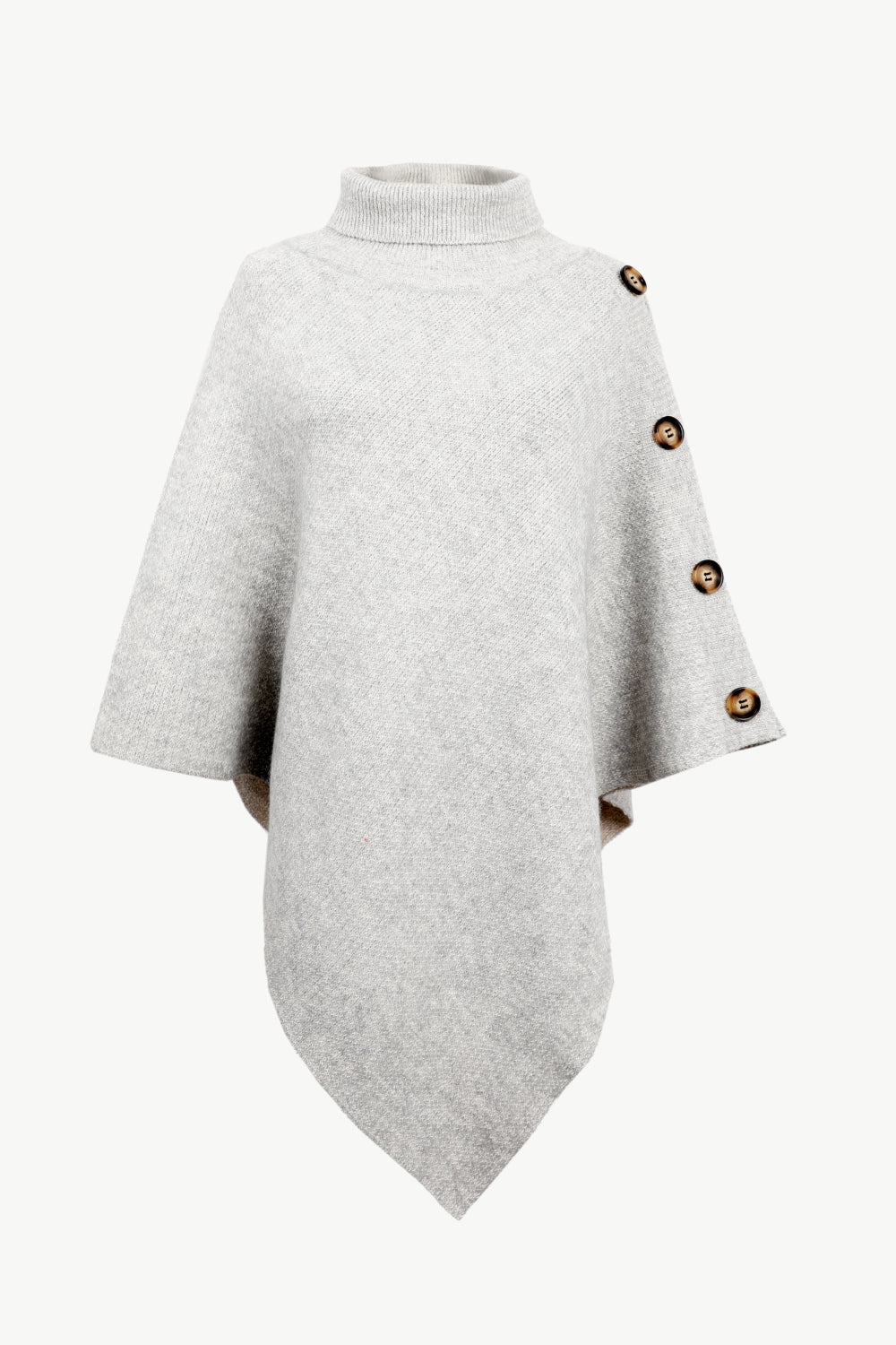 Turtleneck Buttoned Poncho - Thandynie