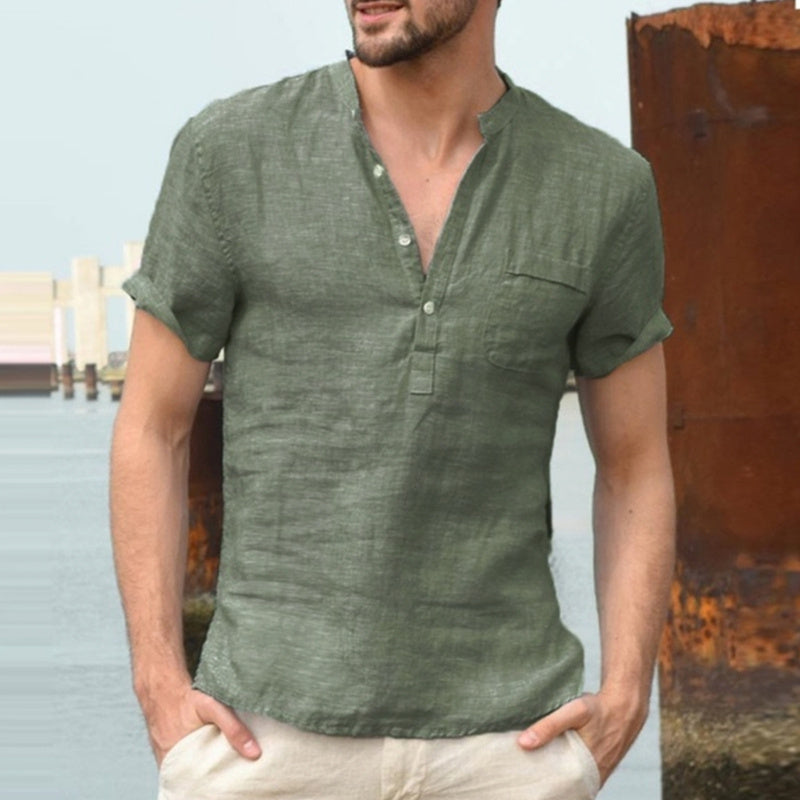 Men's Casual Linen Polo Shirt