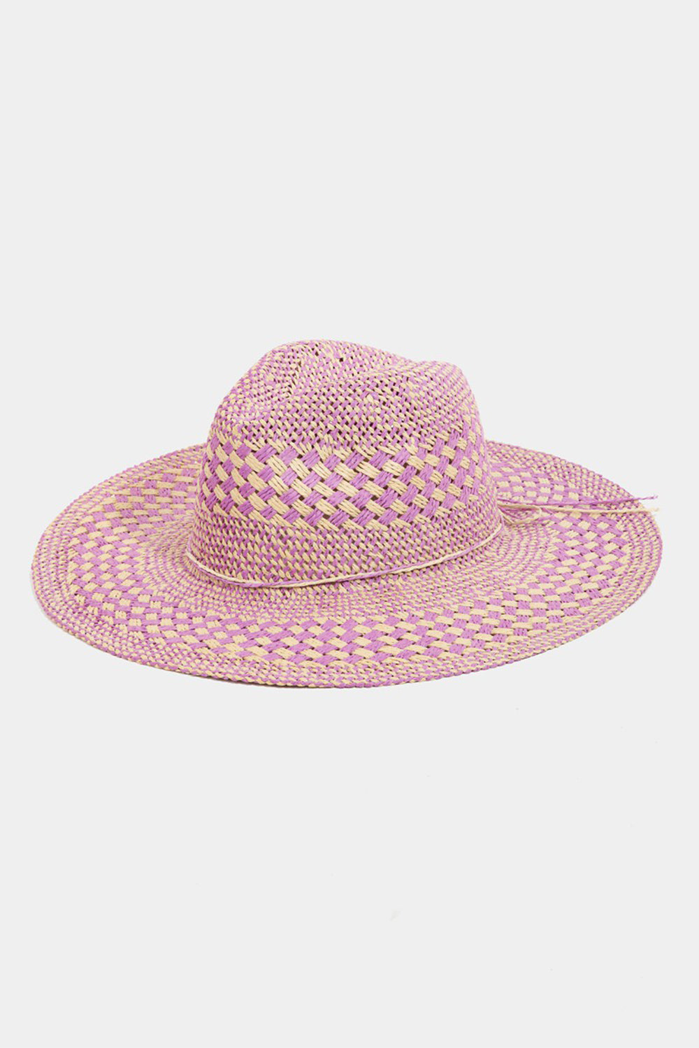 Fame Checkered Straw Weave Sun Hat PU One Size