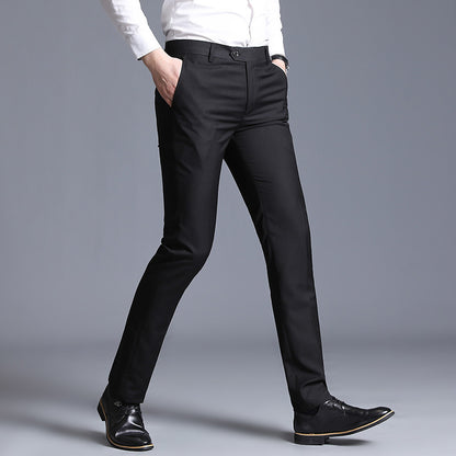 Slim Fit Gray Casual Straight Suit Pants Black