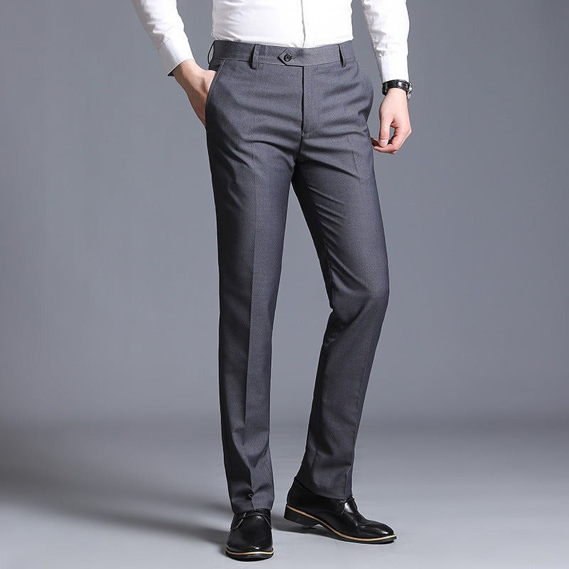 Slim Fit Gray Casual Straight Suit Pants