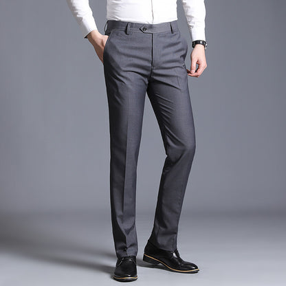 Slim Fit Gray Casual Straight Suit Pants