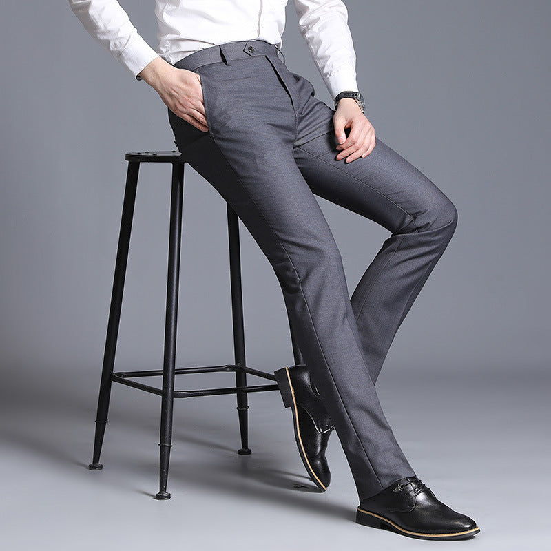 Slim Fit Gray Casual Straight Suit Pants Gray