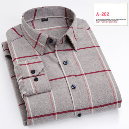 Long-sleeved Shirt Casual Plaid Brushed Shirt A