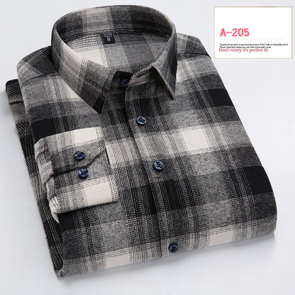 Long-sleeved Shirt Casual Plaid Brushed Shirt G