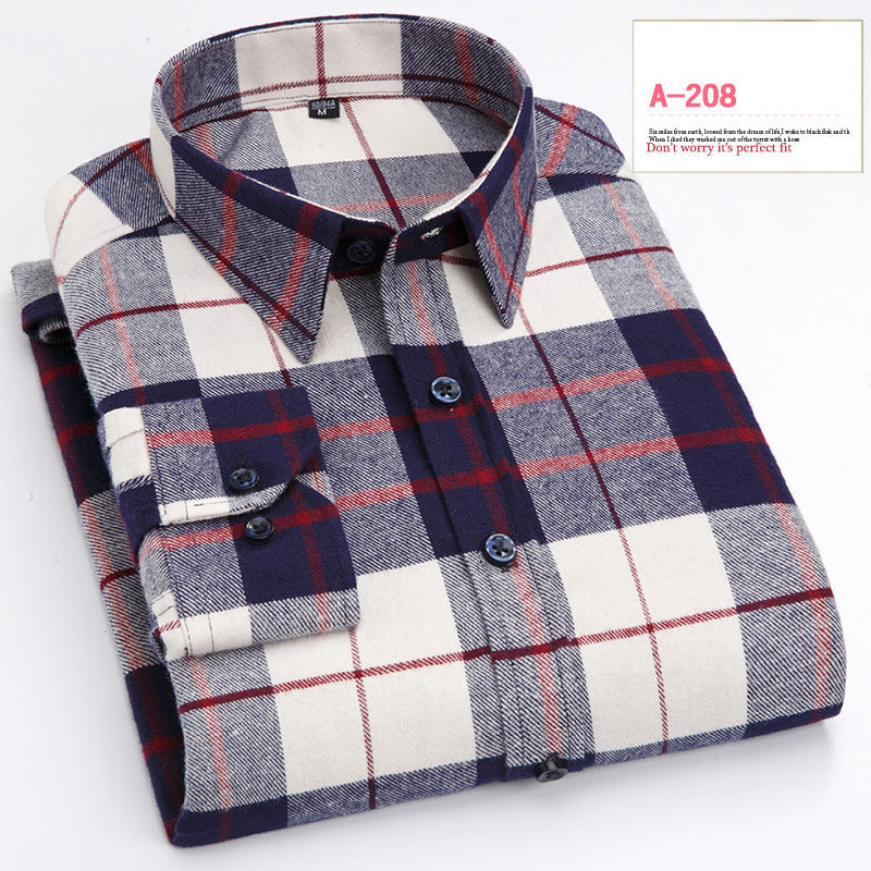 Long-sleeved Shirt Casual Plaid Brushed Shirt