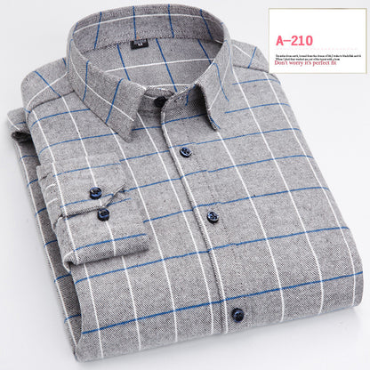 Long-sleeved Shirt Casual Plaid Brushed Shirt E