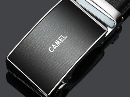 Camel Belt Men'S Leather Automatic Buckle Belt Cowhide Belt Casual Men'S Trouser Belt 5