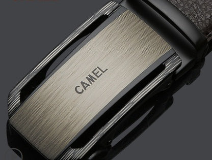 Camel Belt Men'S Leather Automatic Buckle Belt Cowhide Belt Casual Men'S Trouser Belt 7