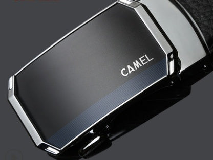 Camel Belt Men'S Leather Automatic Buckle Belt Cowhide Belt Casual Men'S Trouser Belt 16