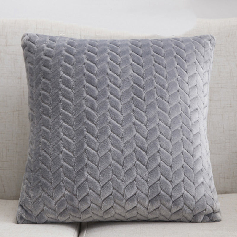 Flannel Solid Color Throw Pillow Sofa Cover Cushion Cover Nordic Style Simple Style Grey 45x45cm