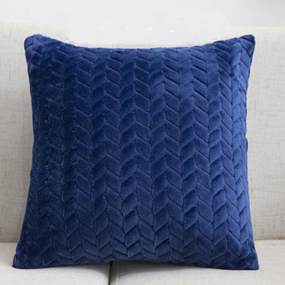 Flannel Solid Color Throw Pillow Sofa Cover Cushion Cover Nordic Style Simple Style Royal Blue 45x45cm