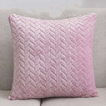 Flannel Solid Color Throw Pillow Sofa Cover Cushion Cover Nordic Style Simple Style Pink 45x45cm