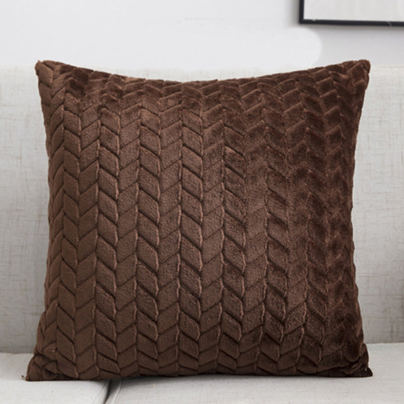 Flannel Solid Color Throw Pillow Sofa Cover Cushion Cover Nordic Style Simple Style Coffee 45x45cm