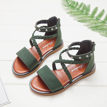 Kids Shoes Leather Sandals for Baby Girls Toddlers girl Green