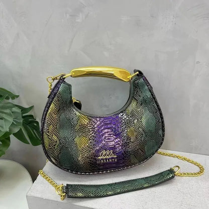 Winter Textured Crossbody Bag for Women | Retro Crocodile Pattern Underarm Bag purple