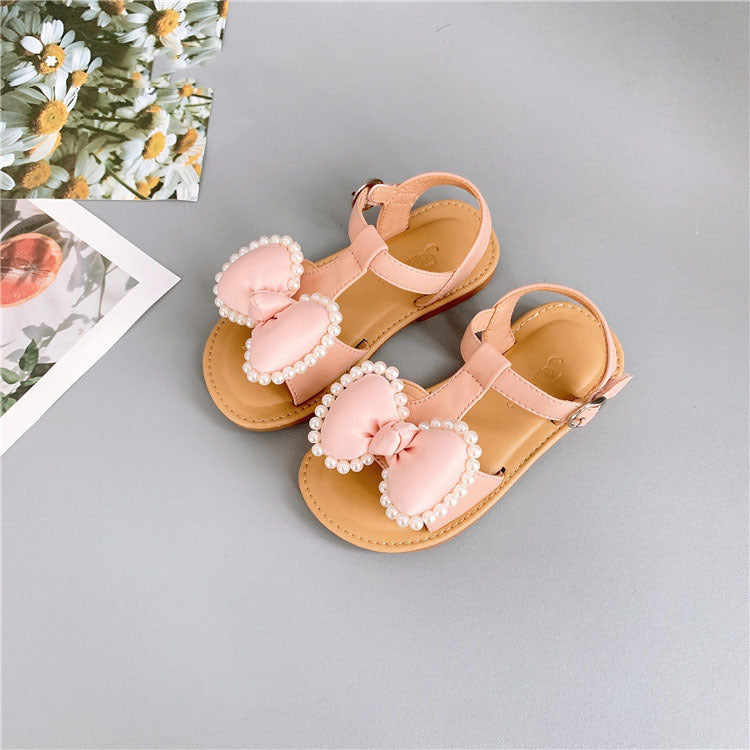 Children'S Fashion Korean Girls Casual Sandals Bowknot Velcro Kids Shoes Pink