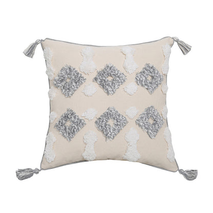 Hand-embroidered Tufted Throw Pillow Fringed Pillow Waist Pillow Case A1A 45x45cm without core