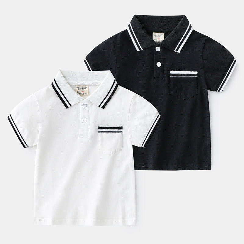 Boys' Summer Cotton Polo T-Shirt | Casual Short Sleeve Moisture-Wicking Tee