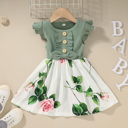 Toddler Kids Baby Girls Clothes Summer Girls Dress Green